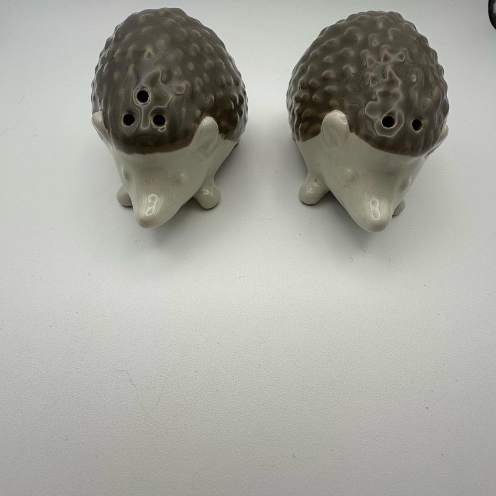 Gray Ceramic Hedgehog Salt and Pepper Shakers - Picture 4 of 6